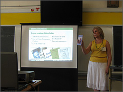Ann Scheidler gives a sidewalk counseling seminar in Hilo, Hawaii