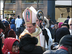 Bishop Gustavo greets the faithful