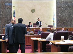 Chicago City Counsel meets over the Bubble Zone ordinance [Photo by Matt Yonke]
