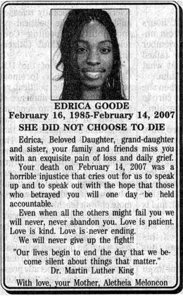 Memorial for Edrica Goode