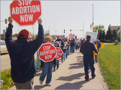 April protest at Planned Parenthood in Aurora, Illinois