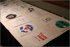 Pro-life button designs created by groups at TeenSpeak 2011 [Photo by Sam Scheidler]