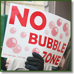 No Bubble Zone protest sign
