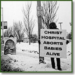 Protest outside Christ Hospital, Oak Lawn, IL