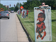 Graphic abortion photos along McCormick Boulevard in Lincolnwood, Illinois