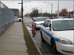 Police cars outside Albany Medical Surgical Center abortion facility in Chicago