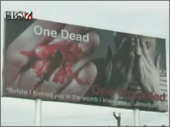 Billboard on the property of Midland Catholics for Life in Midland, Texas