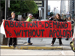 Pro-abortion protesters at a Pro-Life Action League Face the Truth Day in Chicago, June 2009