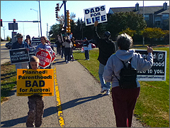 Pro-lifers at the October 2010 protest of Planned Parenthood in Aurora, Illinois