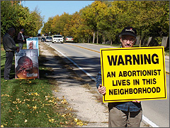 Pro-Lifers picket abortionist Vinod Goyal's swanky neighborhood in Inverness, Illinois. [Photo by Dan Gura]