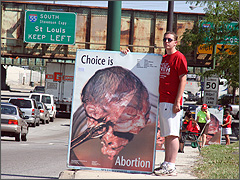 Graphic abortion sign on the south side of Chicago near I-55
