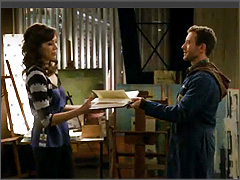 Handing her the book, Hodgins asks Angela to read outloud the steamy scene that describes the intimate act that will always remind her of him.