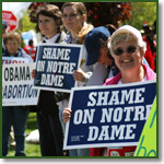 Protest of President Obama at Notre Dame