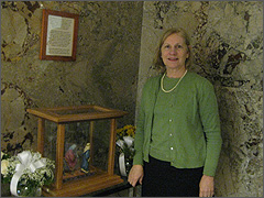 Ann Scheidler with the new statue