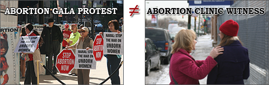 ABORTION GALA PROTEST ≠ ABORTION CLINIC OUTREACH