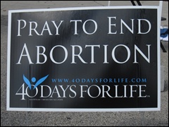 40 Days for Life sign