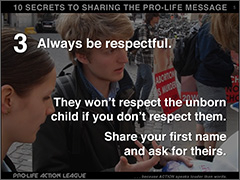A slide from Eric Scheidler's presentation on pro-life dialog at the IPLY Conference