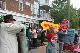 Pro-lifers protest outside the Oak Park, IL office of abortionist Cheryl Chastine on June 26