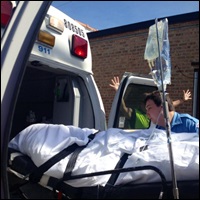 A patient at Albany Medical/Surgical Center abortion clinic in Chicago is loaded into an ambulance July 1, 2014
