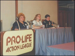 Sandra Cano (left), Ann Scheidler, and Norma McCorvey at League-sponsored 