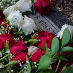 roses on headstone