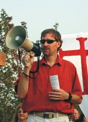 Eric Scheidler speaks at the Jericho March